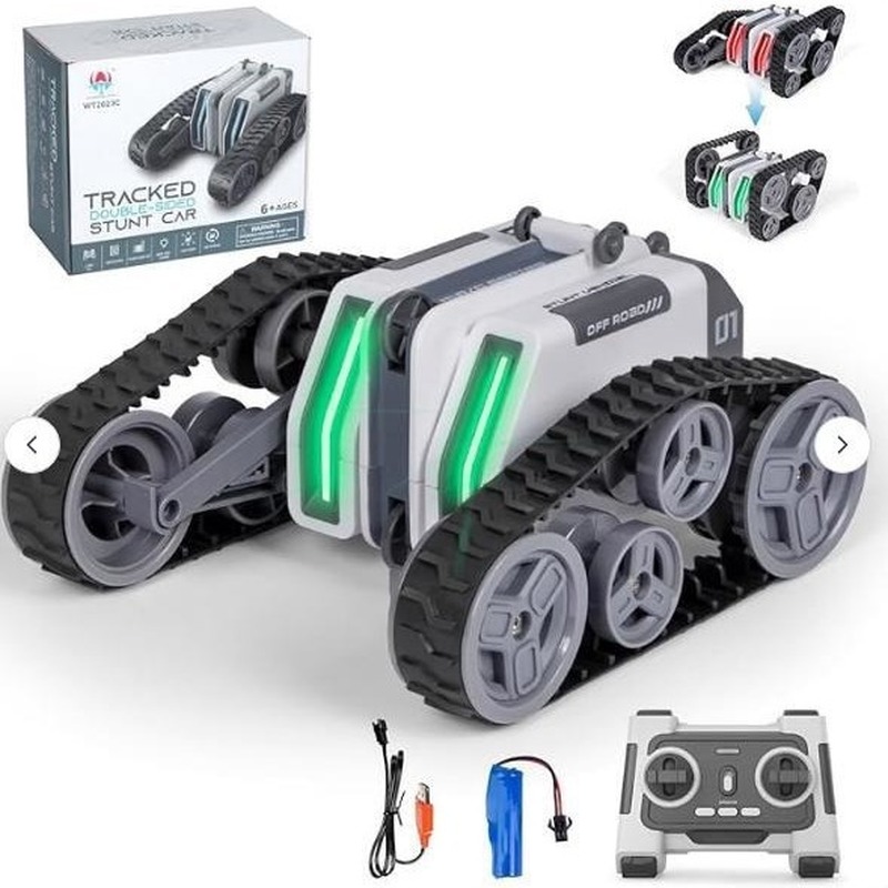 Kids Toys Under $20 - Wt2023c RCスタントカー、トラック式オフロード車、高速回転フリップリモコンおもちゃ、LEDライト付き、大人向け