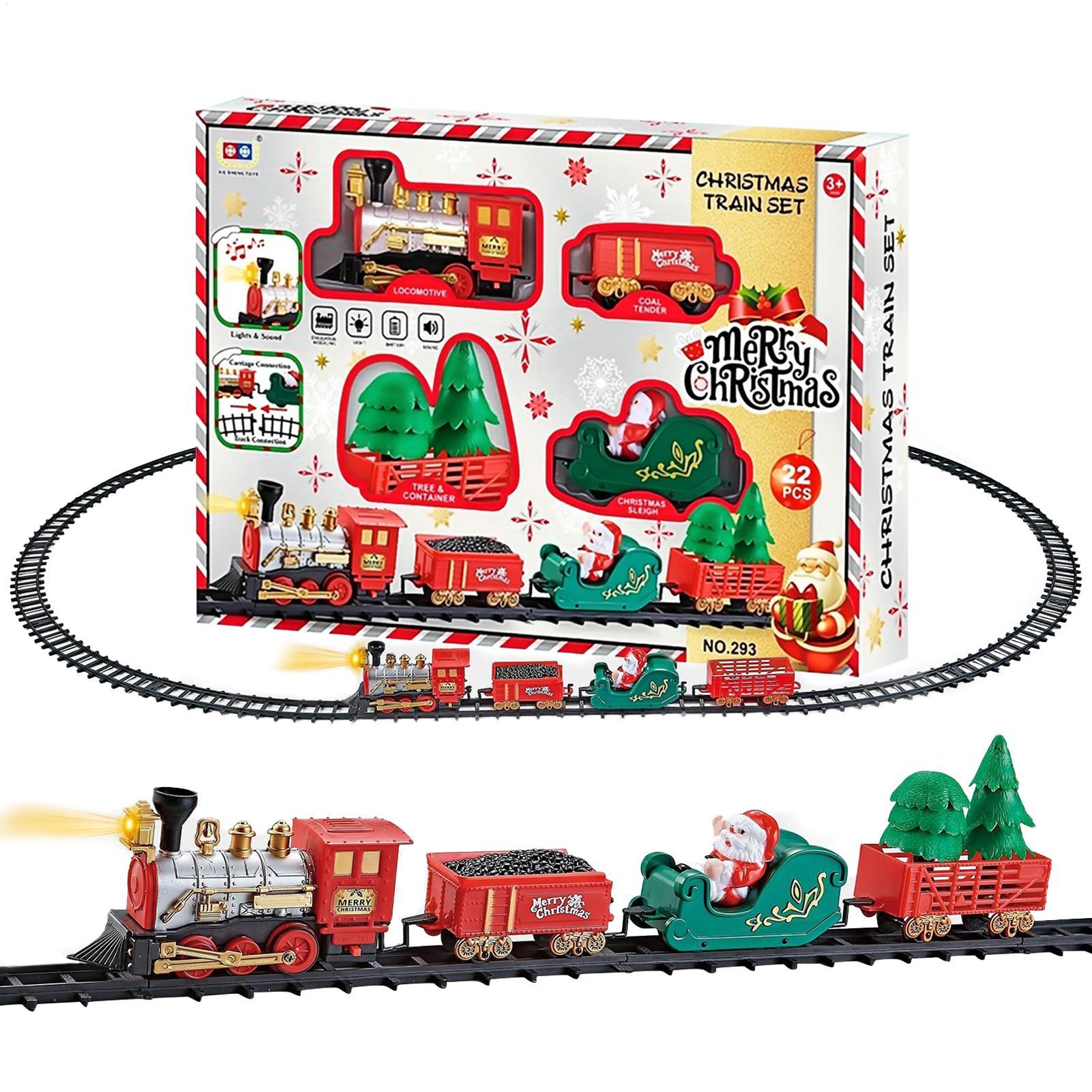 Toy Train Track Set - ライトとサウンド付きクリスマストレイン 組み立てトラック サウンドとライト クリスマス電気トレイントラックセット 誕生日の男の子と女の子向け