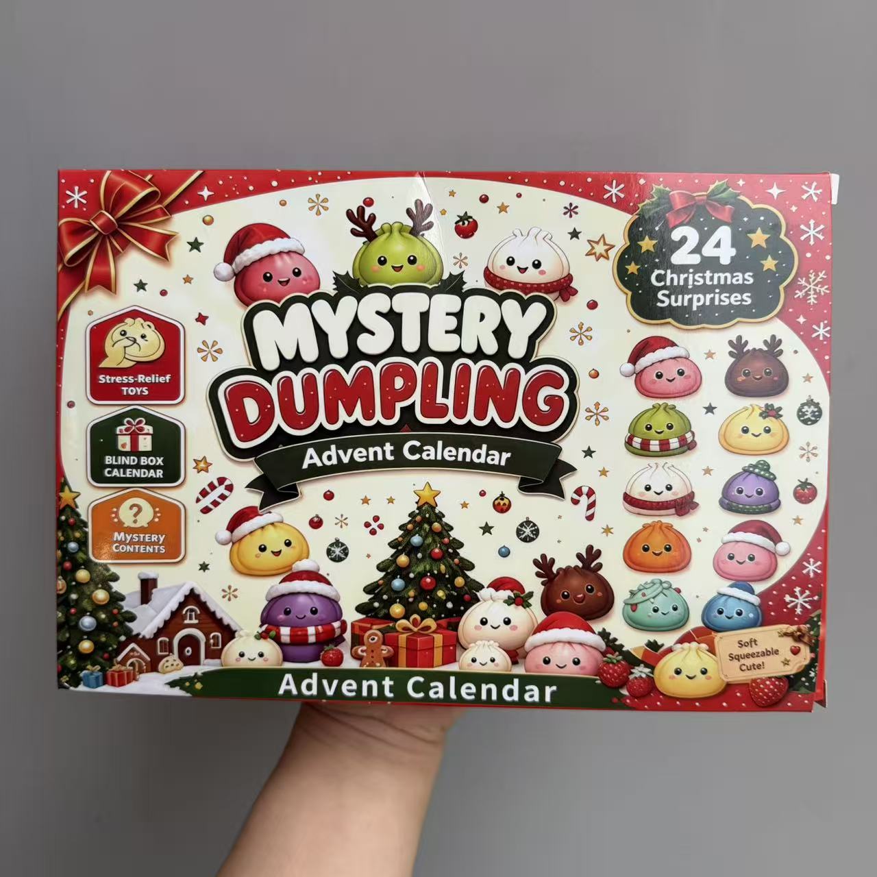 Kids Toys Box - クリスマスアドベントカレンダー24個入り。触って楽しいおもちゃ、ミステリーダンプリング、ブラインドボックス。子供向けのクリスマスプレゼントとして、ストレス解消や感覚刺激にも最適。