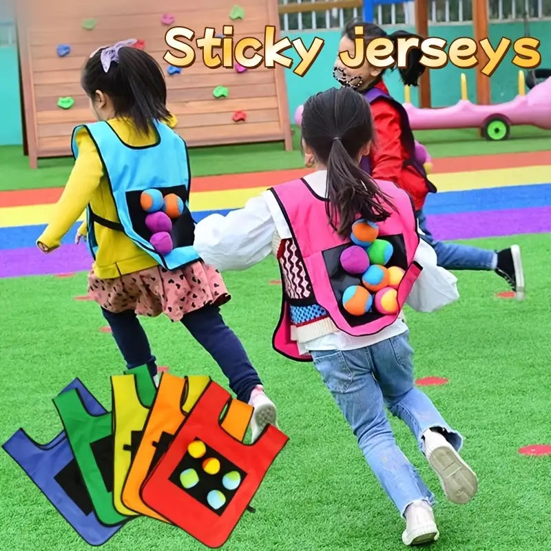 Kids Toys Under $20 - 屋外スポーツゲーム小道具ベスト粘着ジャージベストゲームベストチョッキ粘着ボール投げおもちゃ子供キッズスポーツおもちゃ