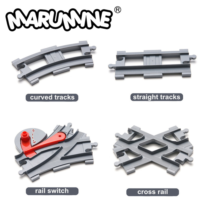 Toy Train Track Set - マルミネ クラシック鉄道線路 ビッグサイズ MOCブロック クロスオーバーパーツ 鉄道スイッチ