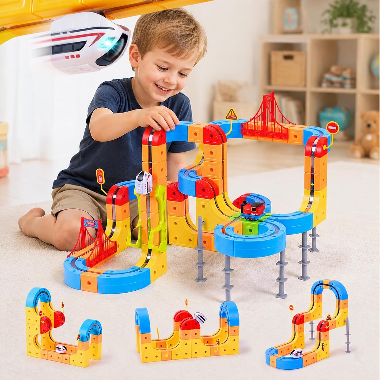 Toy Train Track Set - 子供向け電磁浮上列車セット - 反重力DIY組み立て式磁気トラック教育玩具（男の子向け）