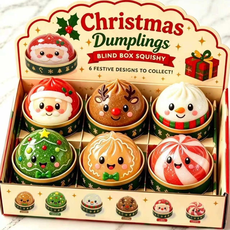 Kids Toys Box - クリスマス餃子スクイーズおもちゃボックス入り 雪だるま トナカイ サンタクロース フィジェットトイ 子供向け