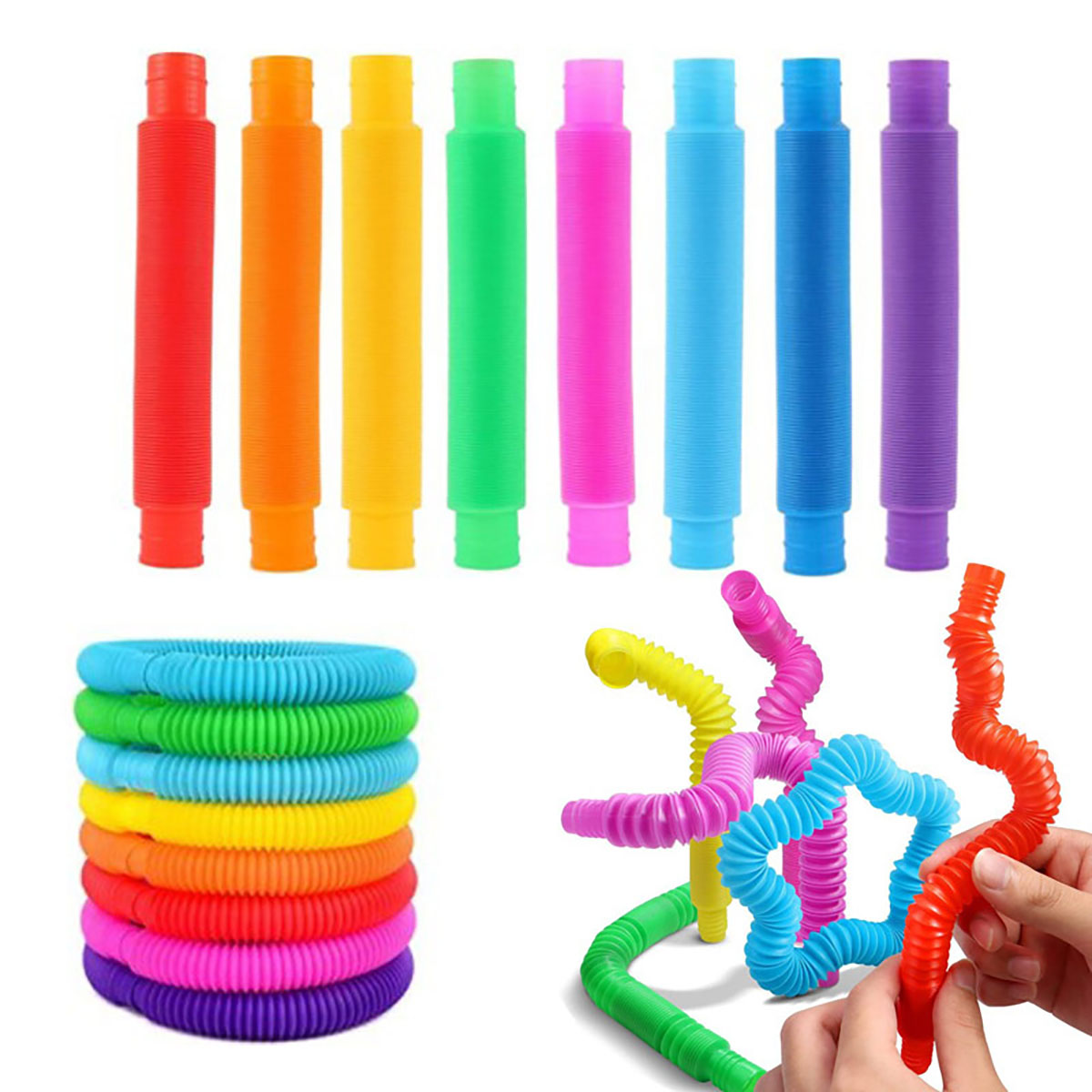 Kids Toys Youtube - 10-30 個カラフルな伸縮チューブそわそわおもちゃプラスチック感覚ポップチューブストレスリリーフおもちゃ大人減圧子供のおもちゃギフト
