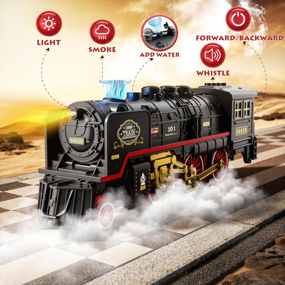 ライトとサウンド付き電車のおもちゃ クリスマスツリーの下に置 - Toy Train Track Set のレビューと価格
