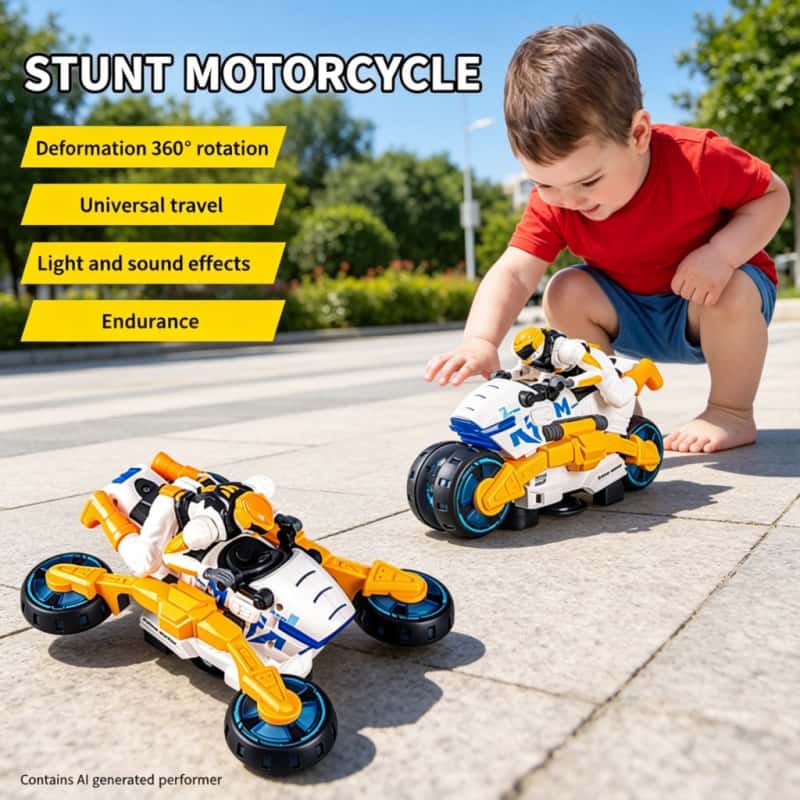 電動スタント変形バイク子供用おもちゃ 360度回転ライトミュ - Kids' Toy のレビューと価格