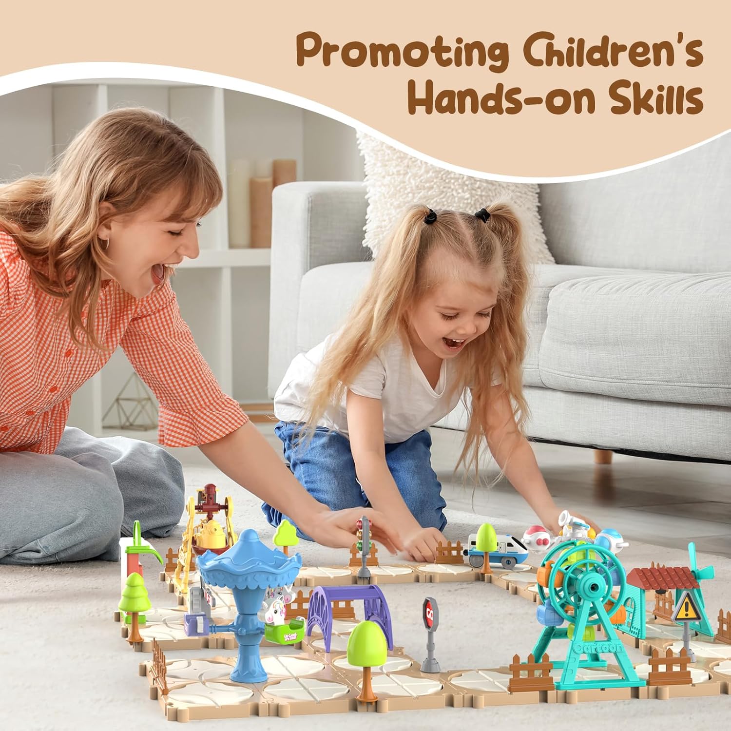DIY パズルトラックカーセット組み立てシーンレールトレイン - Toy Train Track Set のレビューと価格