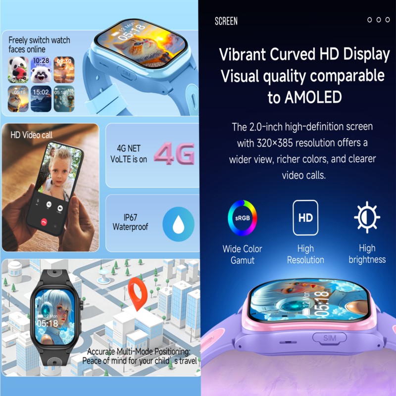 子供用4Gスマートウォッチ、2.0インチHD画面、2+16G - Kids Toys Youtube のレビューと価格