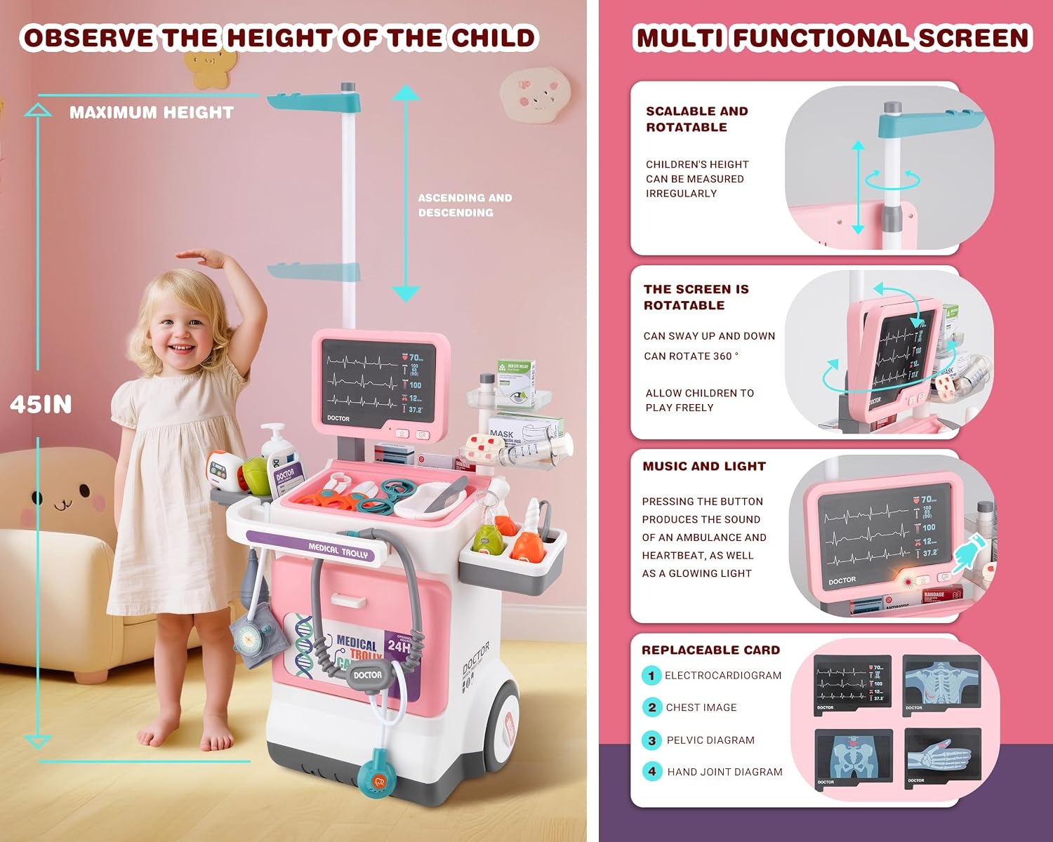 デラックスキッズドクタープレイセットごっこ遊び医療カートトロ - Kids Toys Doctor Set のレビューと価格