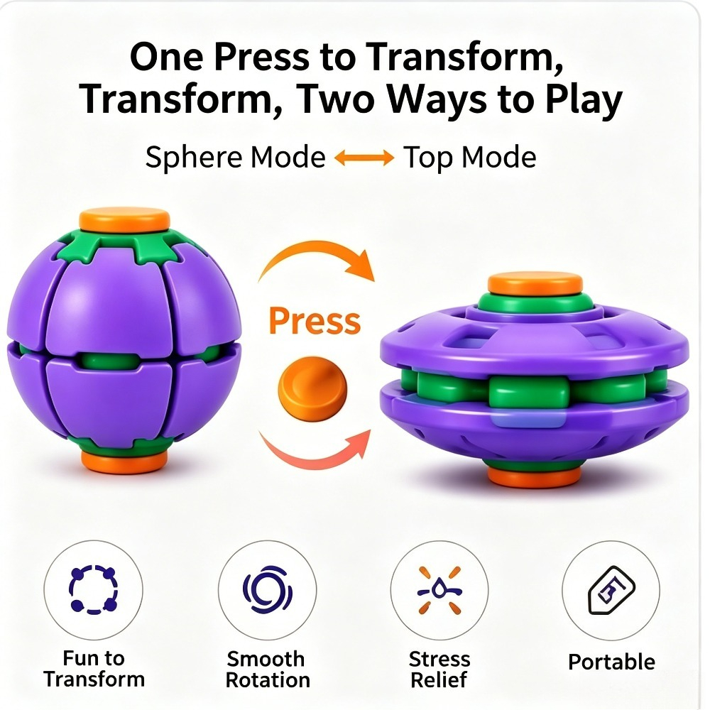 変形フィジェットスピナーボール プレスして回転 ストレス解消 - Kids' Toy のレビューと価格