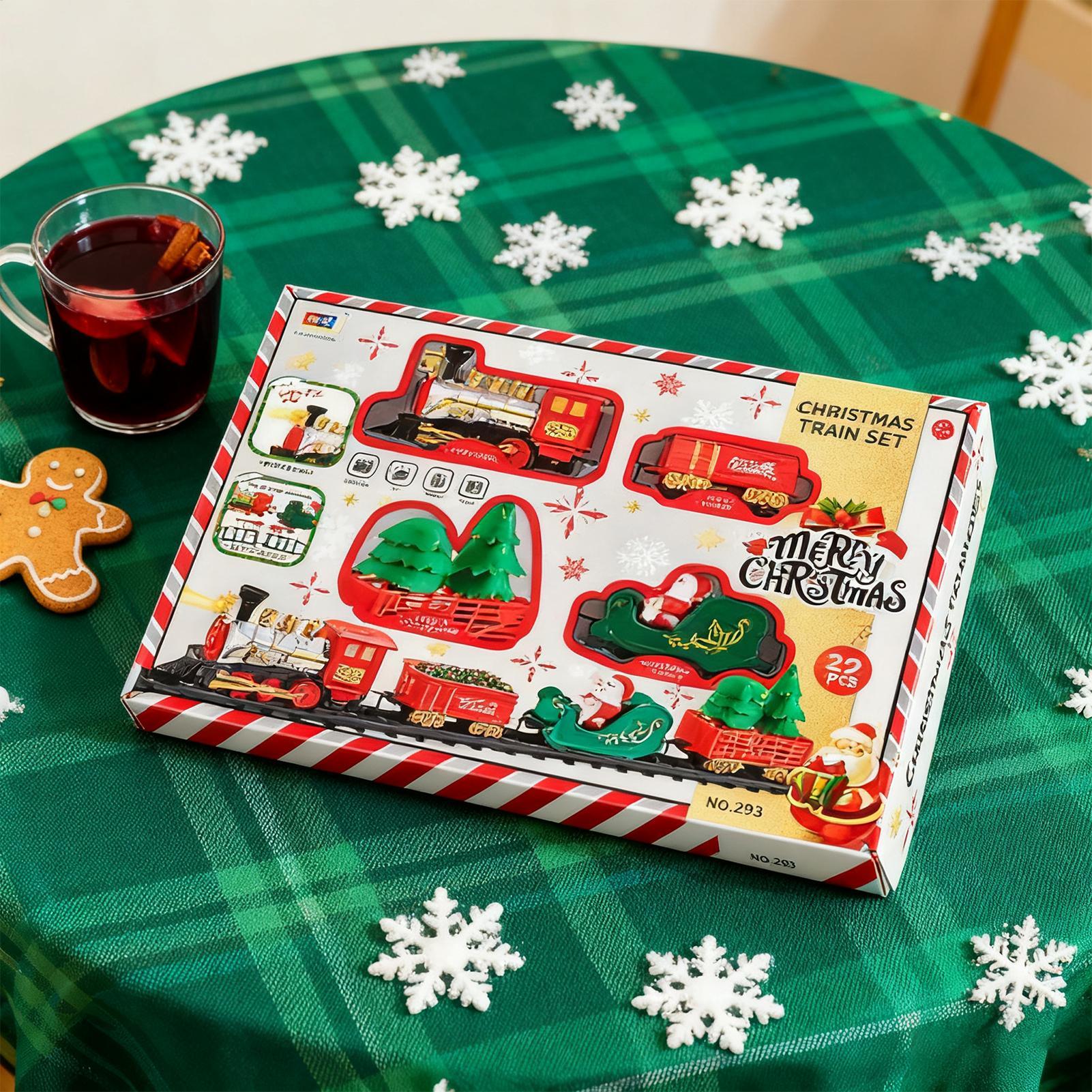 ライトとサウンド付きクリスマストレイン 組み立てトラック サ - Toy Train Track Set のレビューと価格