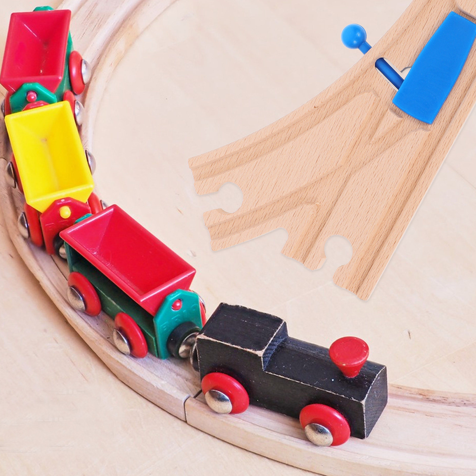 木製の鉄道模型セット。子供向けの組み立て式おもちゃで、創造的 - Toy Train Track Set のレビューと価格