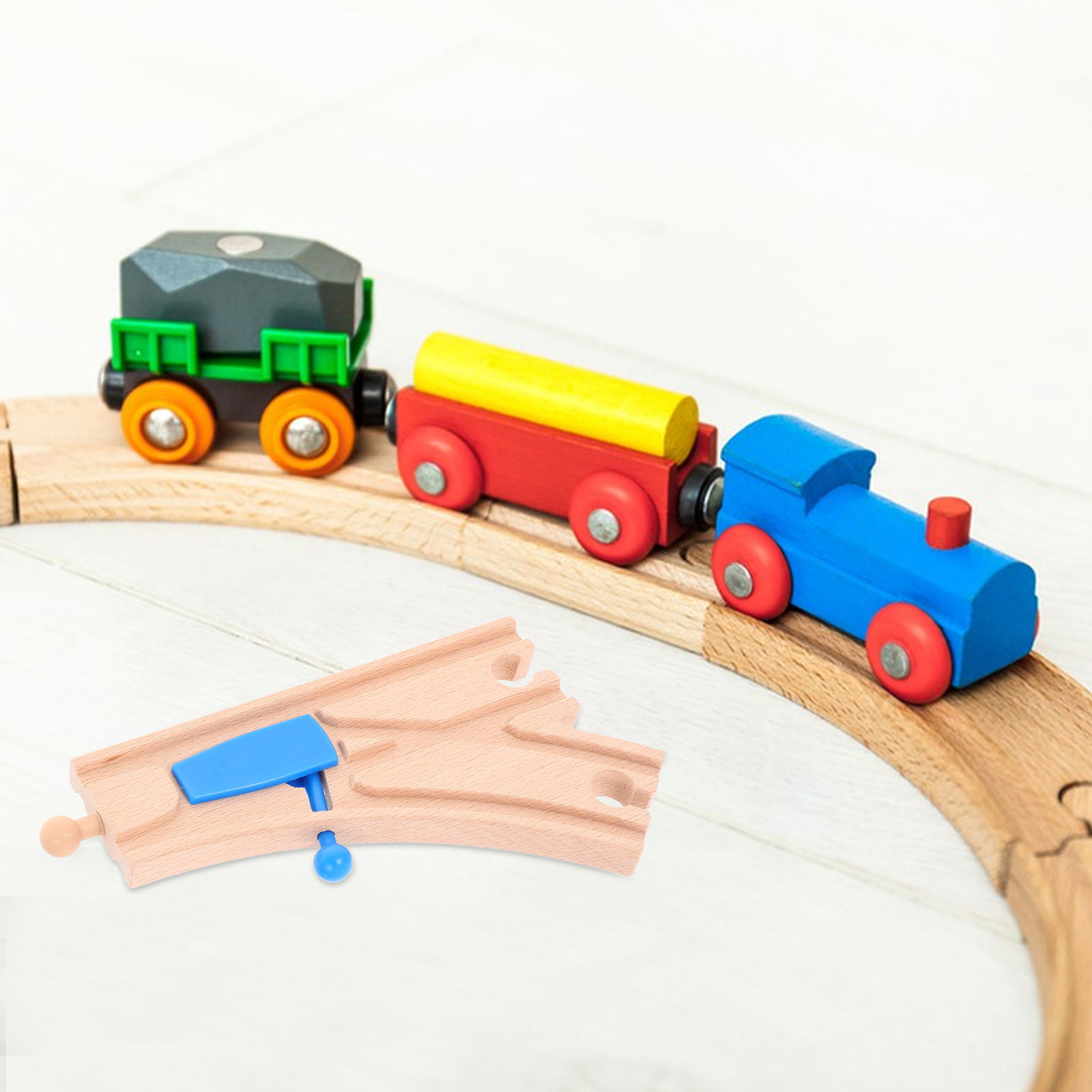 木製の鉄道模型セット。子供向けの組み立て式おもちゃで、創造的 - Toy Train Track Set のレビューと価格