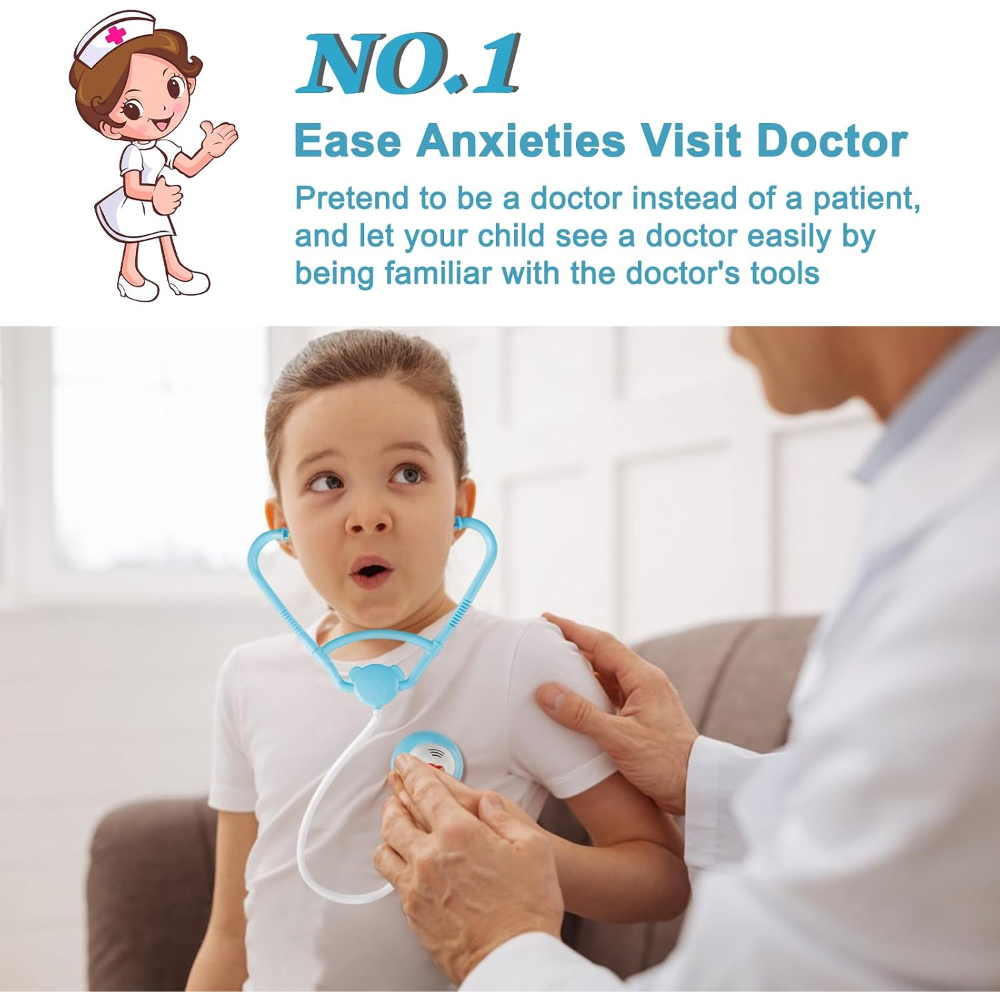 子供用お医者さんごっこセット。聴診器、注射器、車輪付きトロー - Kids Toys Doctor Set のレビューと価格