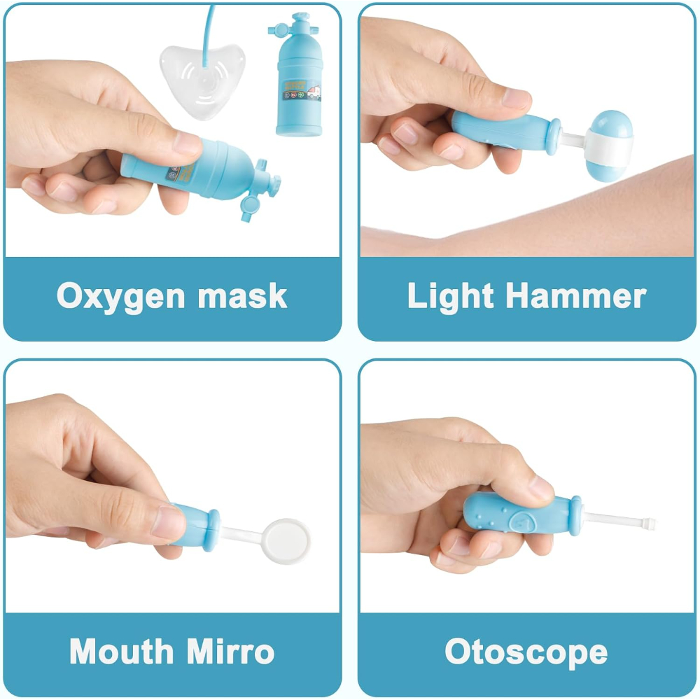 子供用お医者さんごっこセット。聴診器、注射器、車輪付きトロー - Kids Toys Doctor Set のレビューと価格