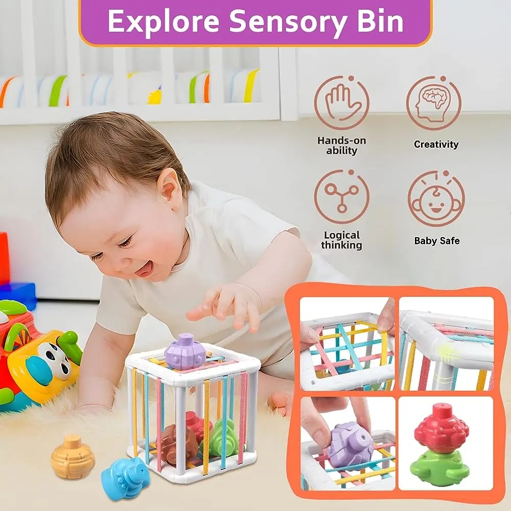 虹色のモンテッソーリ形状選別キューブ 赤ちゃん幼児用ブロック - Kids Toys Variety のレビューと価格
