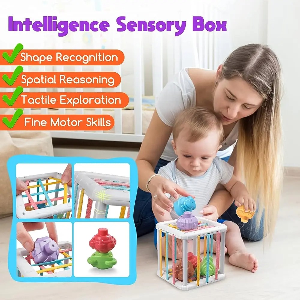 虹色のモンテッソーリ形状選別キューブ 赤ちゃん幼児用ブロック - Kids Toys Variety のレビューと価格