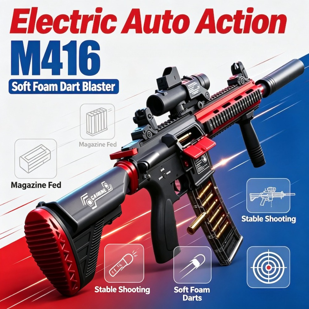 電動M416 EVAソフト弾丸トイガン 自動排莢式ランチャー - Foam Dart Gun のレビューと価格