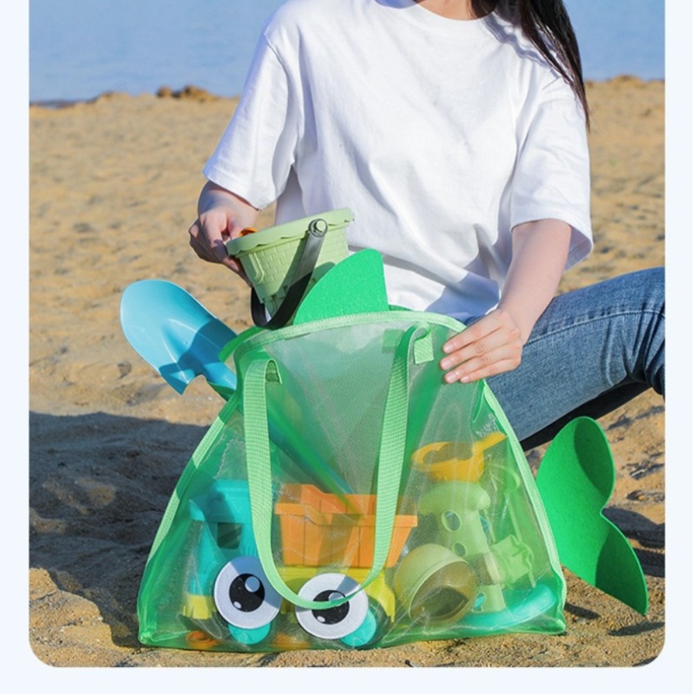キッズメッシュビーチバッグ カラフルな漫画のサメ 動物 砂が - Kids Toys Shop のレビューと価格