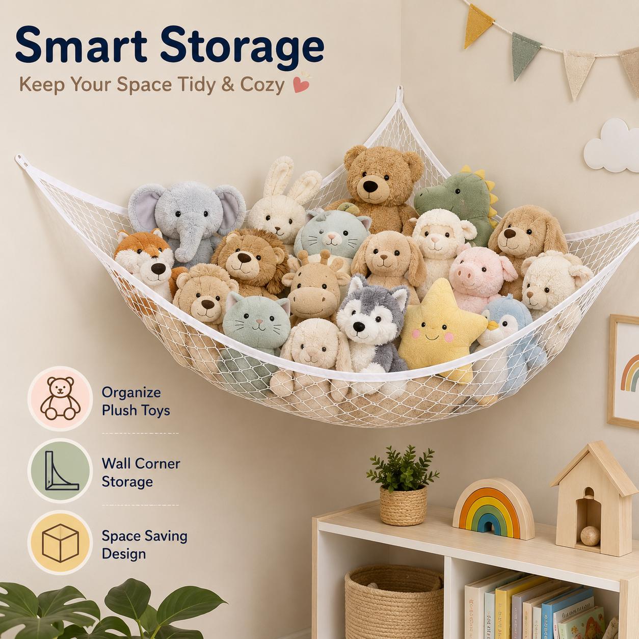 メッシュおもちゃ収納ハンモック 吊り下げ式ぬいぐるみオーガナ - Kids' Toy のレビューと価格