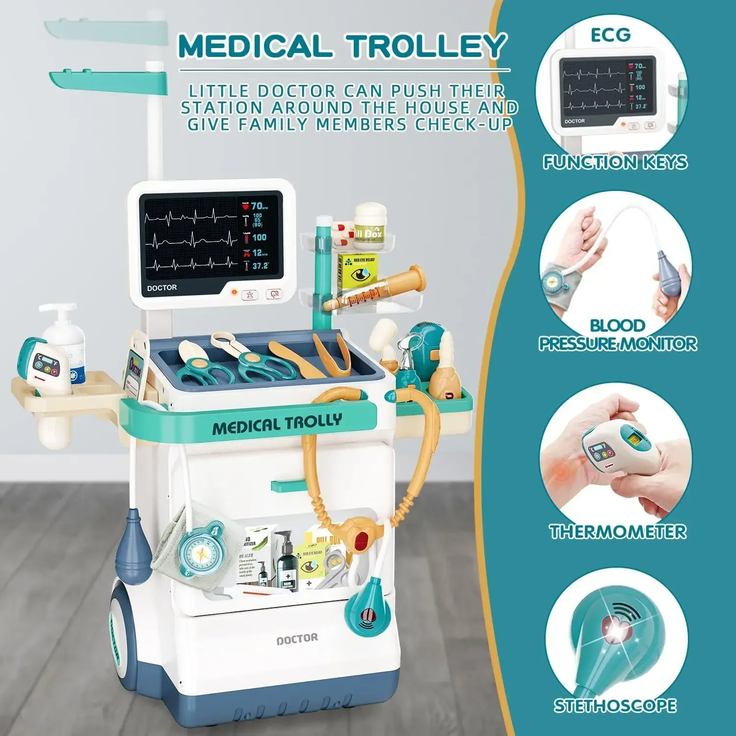 ドクター医療プレイセットドクターツール聴診器おもちゃごっこ遊 - Kids Toys Doctor Set のレビューと価格