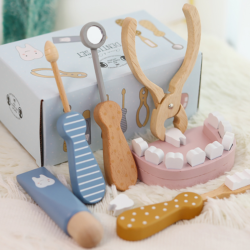 木製子供用お医者さんごっこ歯医者さんセット、歯磨きとおままご - Kids Toys Doctor Set のレビューと価格