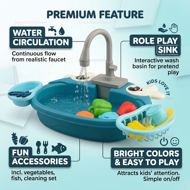 幼児用インタラクティブ水遊びシンクおもちゃ電動流水ごっこ遊び - Kids Toys In Store のレビューと価格