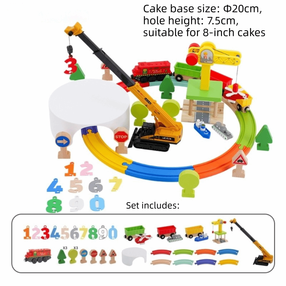 光と音の効果のある木製鉄道線路セット、再利用可能な誕生日ケー - Toy Train Track Set のレビューと価格