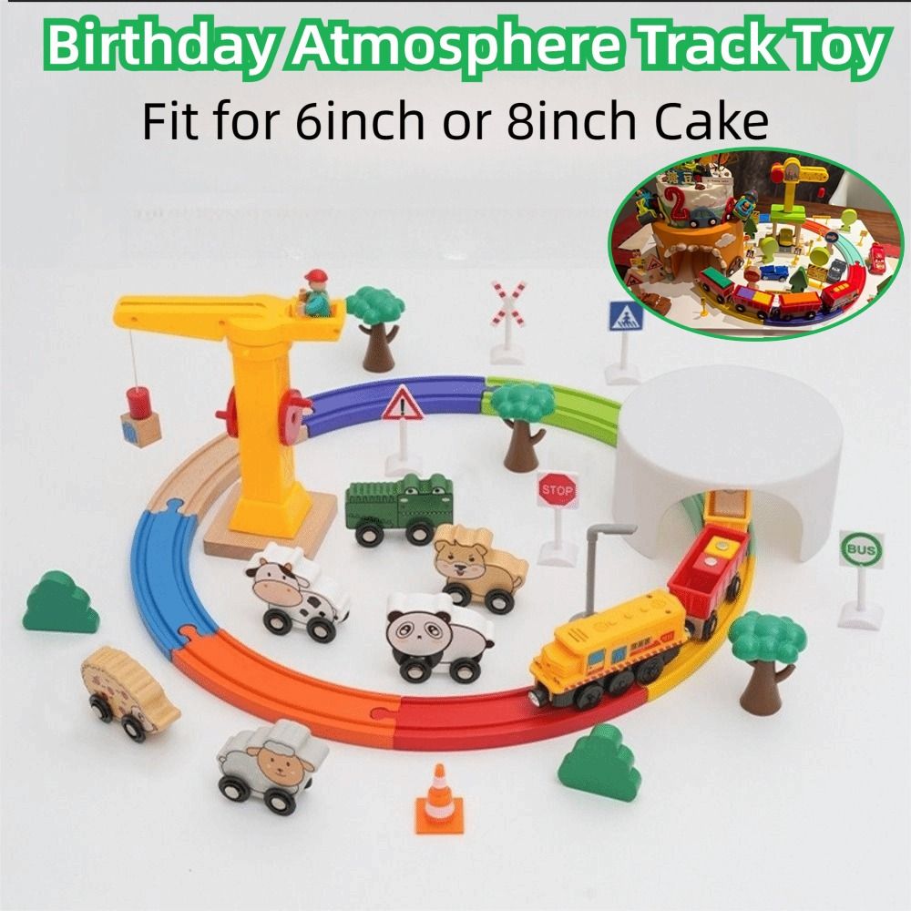 光と音の効果のある木製鉄道線路セット、再利用可能な誕生日ケー - Toy Train Track Set のレビューと価格