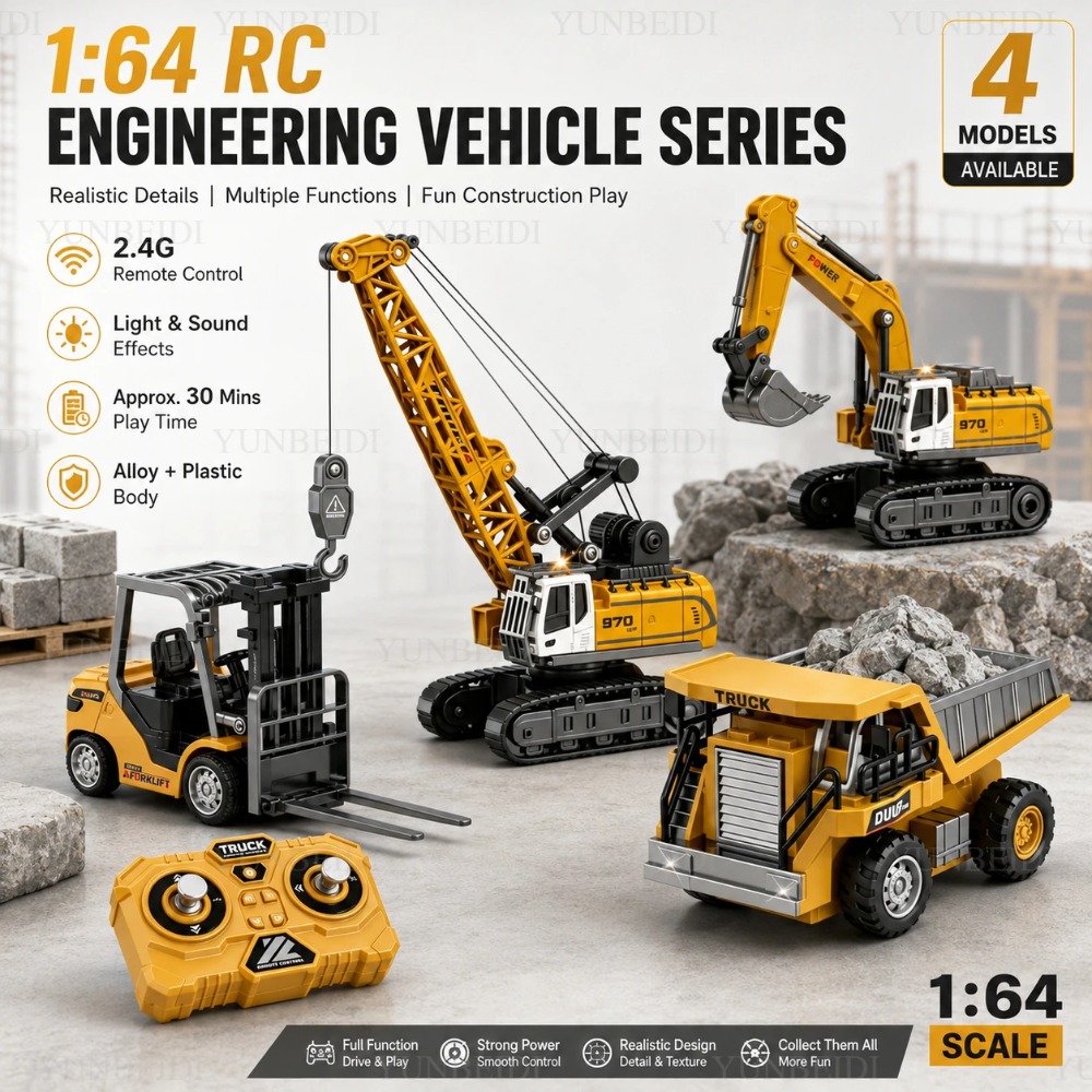 リモコンミニ合金車 1:64 フォークリフト クレーン 掘削 - Kids Toys Under $20 のレビューと価格